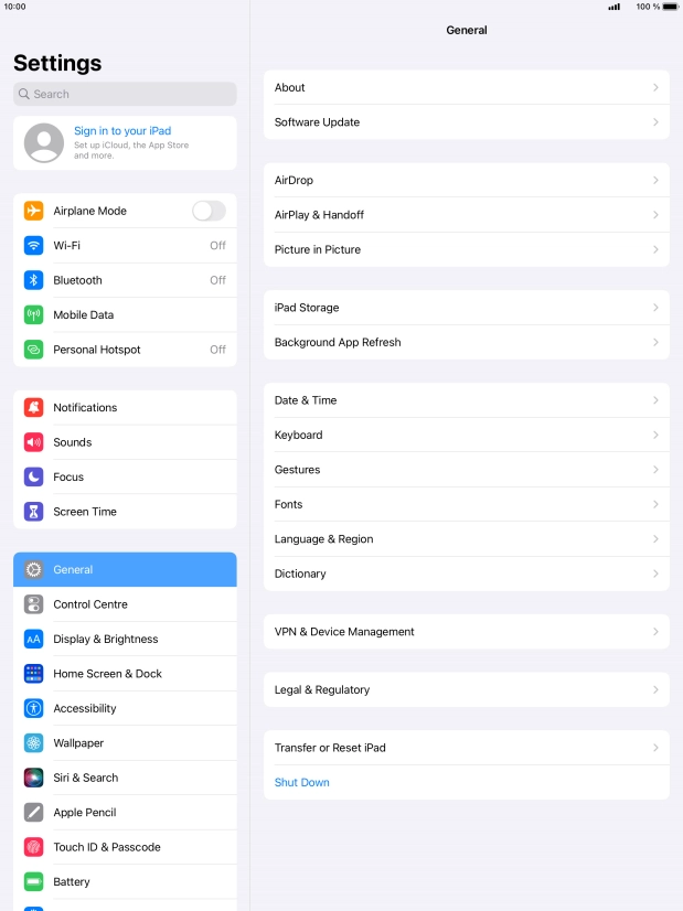 Press Sign in to your iPad.