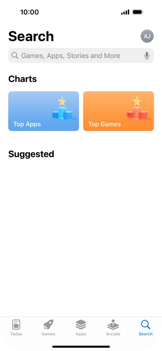 Press the search field and key in the name or subject of the required app.
