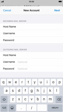 Press Username and key in the username for your email account. Please note that if you're using Vodafone's outgoing server, leave the username field empty.