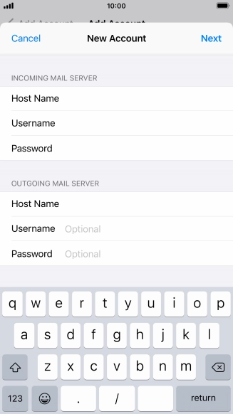 Press Username and key in the username for your email account. Please note that if you're using Vodafone's outgoing server, leave the username field empty.