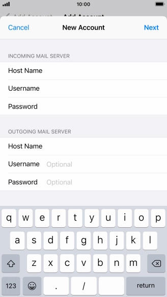 Press Username and key in the username for your email account. Please note that if you're using Vodafone's outgoing server, leave the username field empty.