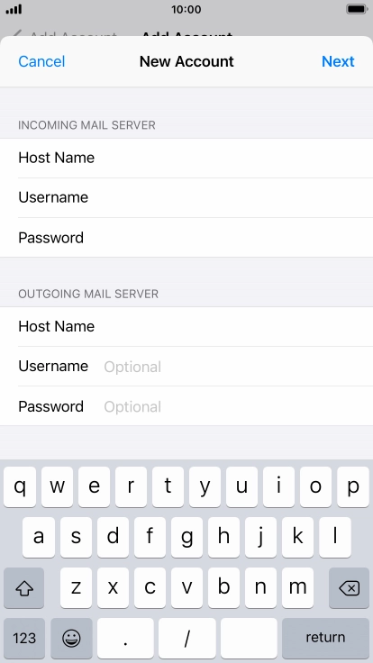 Press Username and key in the username for your email account. Please note that if you're using Vodafone's outgoing server, leave the username field empty.
