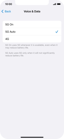 To turn on use of 5G primarily, press 5G On.