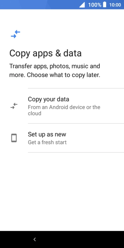 You can transfer the contents of another phone to your phone when it's activated for the first time and after a factory reset. When this screen is displayed, your phone is ready to transfer contents from another phone.
