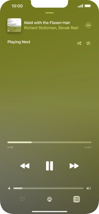 Press the shuffle icon to turn the function on or off.