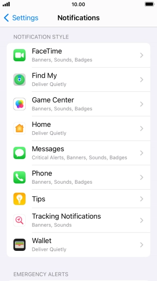 Press the required application.