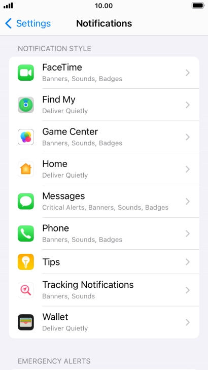 Press the required application.