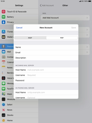 Press Host Name and key in the name of your email provider's incoming server.