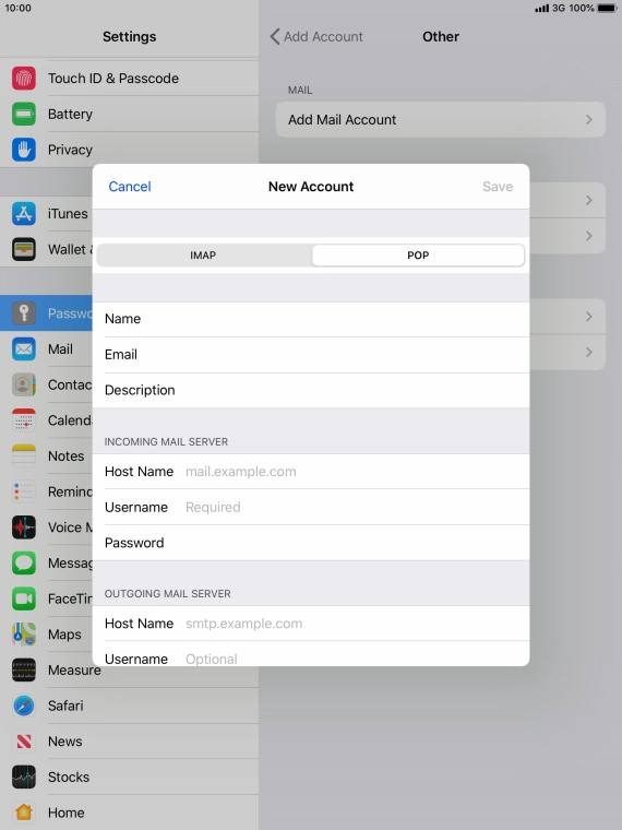 Press Host Name and key in the name of your email provider's incoming server.