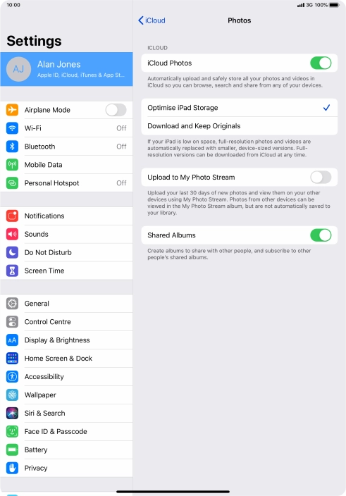 Press the indicator next to 
