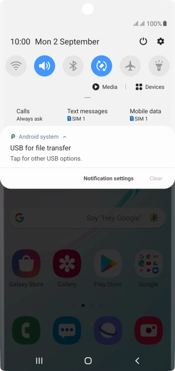 Press Tap for other USB options..