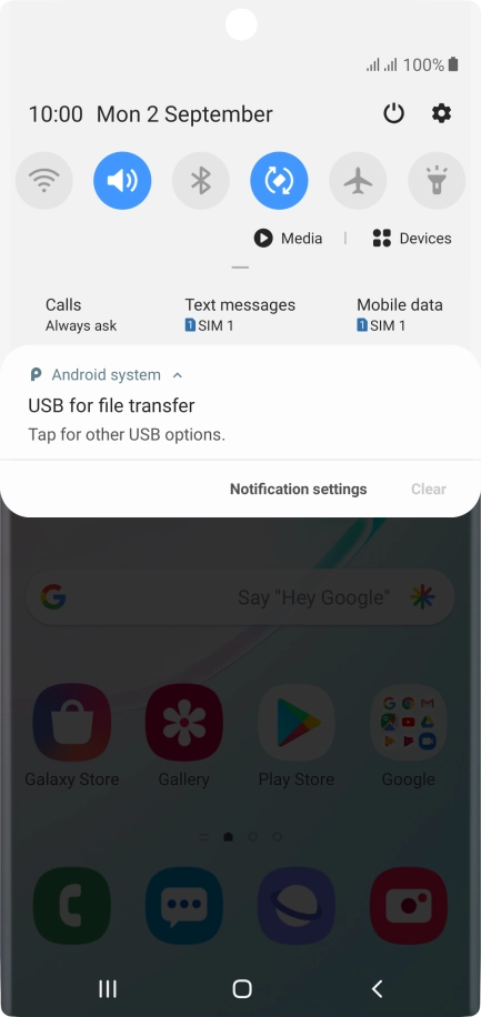 Press Tap for other USB options..