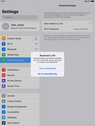 If Wi-Fi is turned on, press Wi-Fi and USB Only.