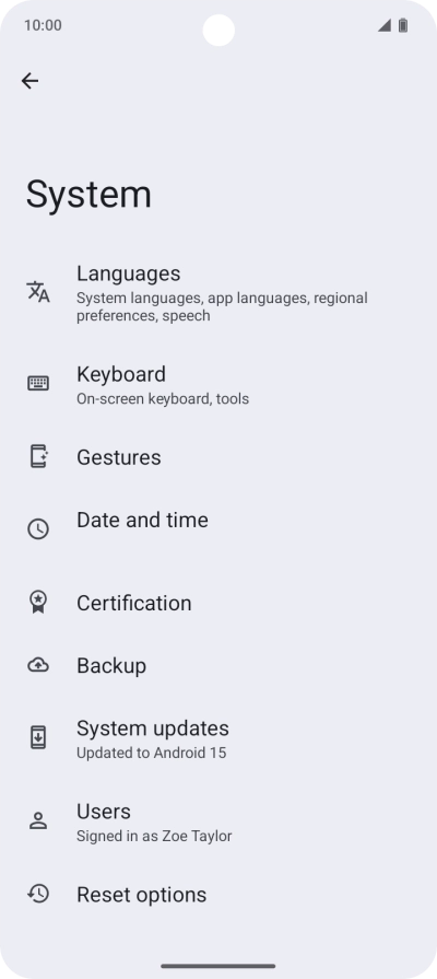 Press System updates. If a new software version is available, it's displayed. Follow the instructions on the screen to update the phone software.