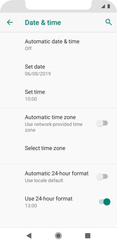 Press Automatic date & time.