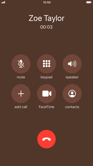 Press the end call icon to end the call.