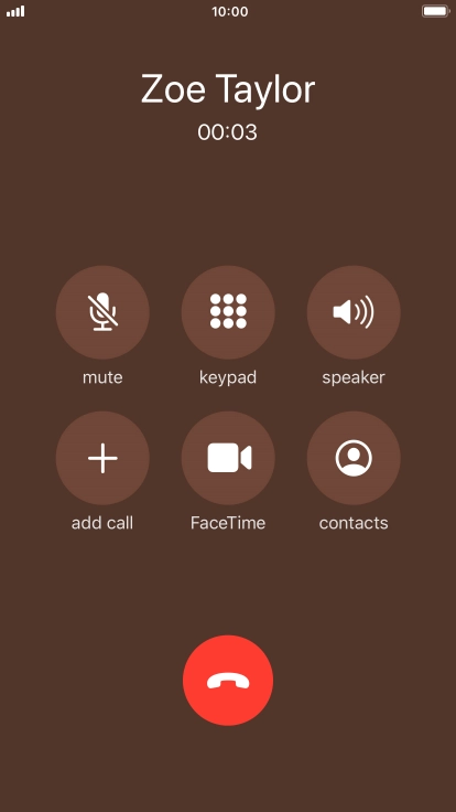 Press the end call icon to end the call.