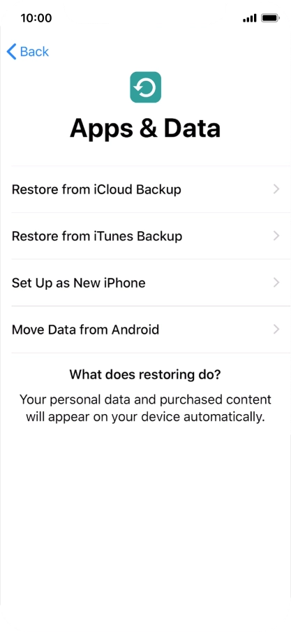 You can transfer content from an Android phone when your phone is activated for the first time and after a factory reset. When this screen is displayed, your phone is ready to transfer content from an Android phone.