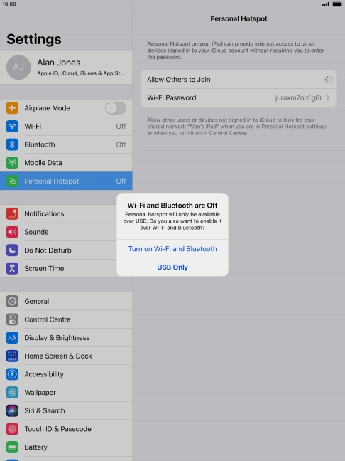 If Wi-Fi is turned off, press Turn on Wi-Fi and Bluetooth.