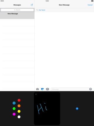 Press the send icon when you've finished your iMessage.