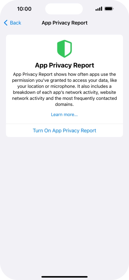 Press Turn On App Privacy Report to turn on the function.