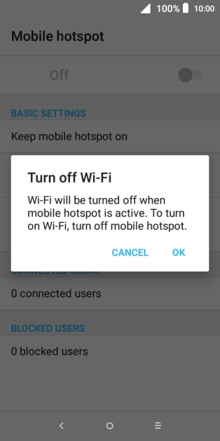 If Wi-Fi is turned on, press OK.