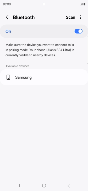 Press the required Bluetooth device and follow the instructions on the screen to pair the device with your phone.