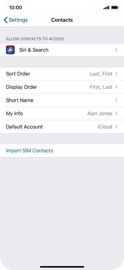 Press Import SIM Contacts.