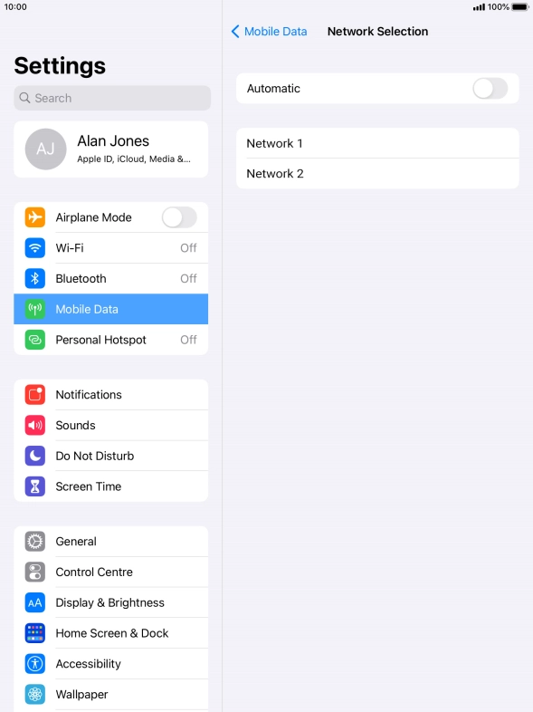 If you turn off the function, press the required network.