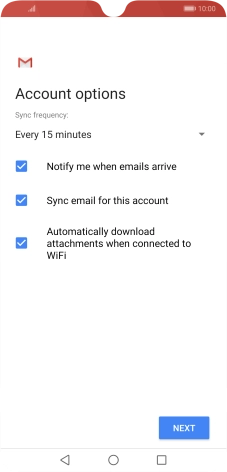 If this screen is displayed, you email account has been recognised and set up automatically. Follow the instructions on the screen to key in more information and finish setting up your phone.