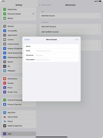 Press Email and key in your email address.