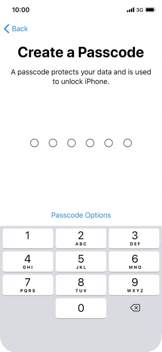 Press Passcode Options.
