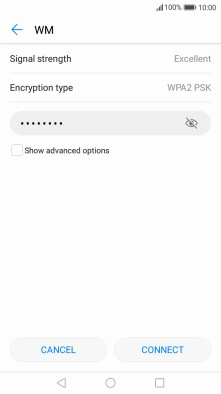 Key in the password for the Wi-Fi network and press CONNECT.