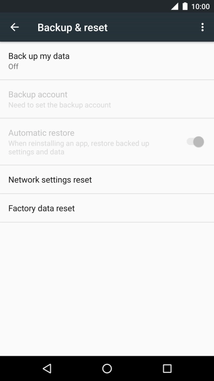 Press Factory data reset.