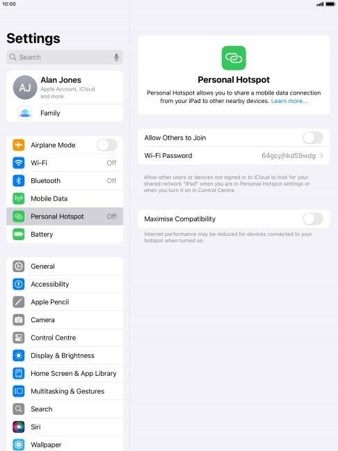 Press Wi-Fi Password and key in the required password.