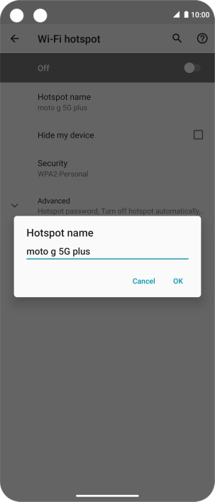 Key in the required Wi-Fi hotspot name and press OK.