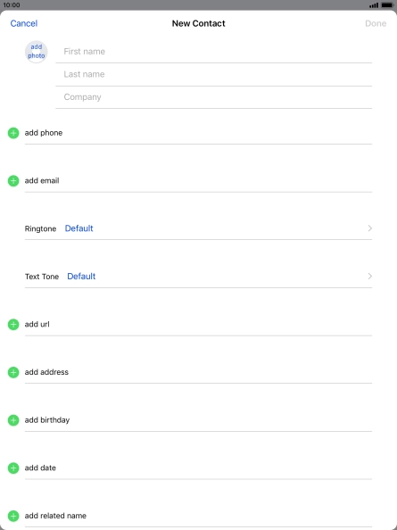 Press First name and key in the first name.