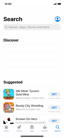Press the search field and key in the name or subject of the required app.