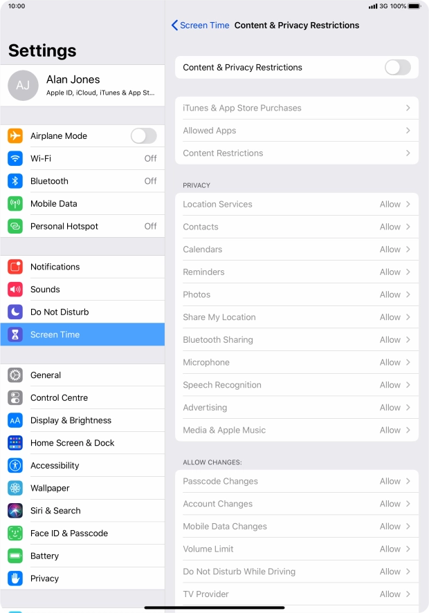 Press the indicator next to 