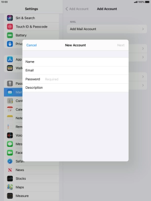 Press Password and key in the password for your email account.