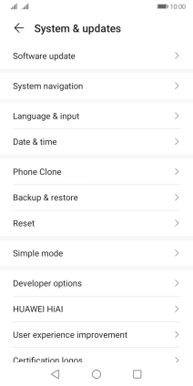 Press Software update. If a new software version is available, it's displayed. Follow the instructions on the screen to update the phone software.