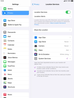Press the required application.