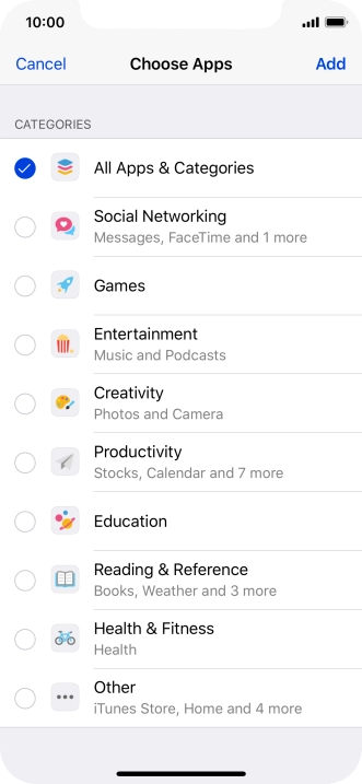 Press the required categories.