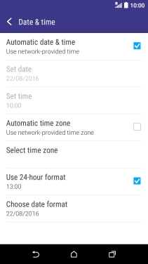 Press Automatic time zone to turn on the function.