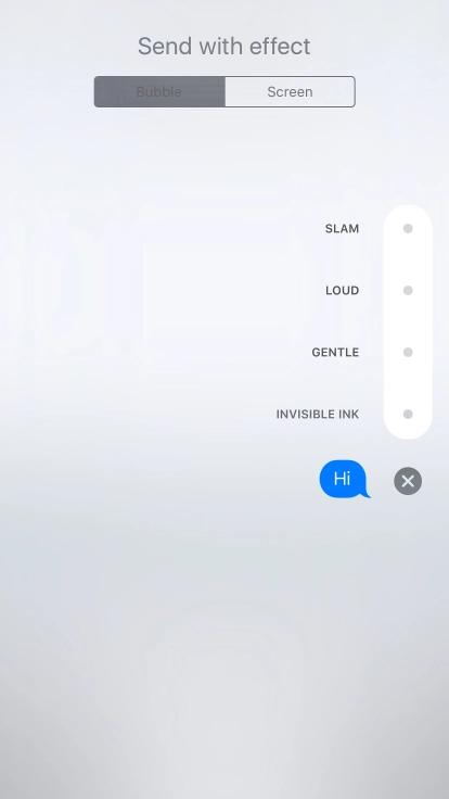 Press Bubble and follow the instructions on the screen to add a speech bubble effect to your iMessage.