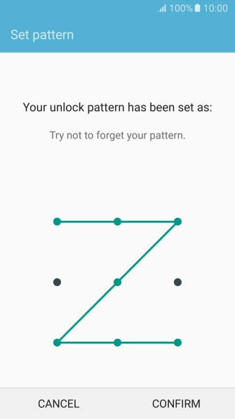 Repeat the selected phone lock code and press CONFIRM.