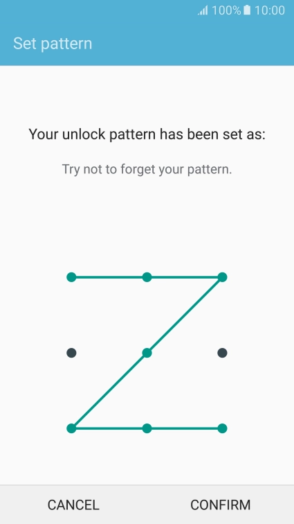 Repeat the selected phone lock code and press CONFIRM.