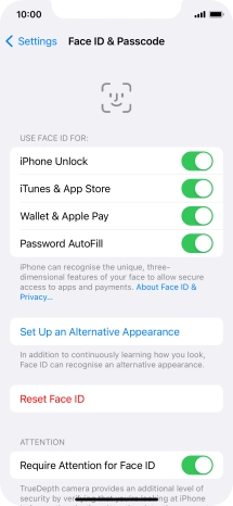Press the indicators next to the required settings to turn them on or off.