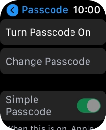 Press Turn Passcode On and key in a lock code of your own choice twice.