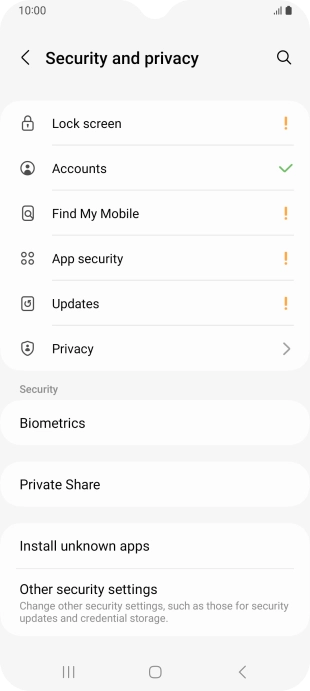 Press Other security settings.
